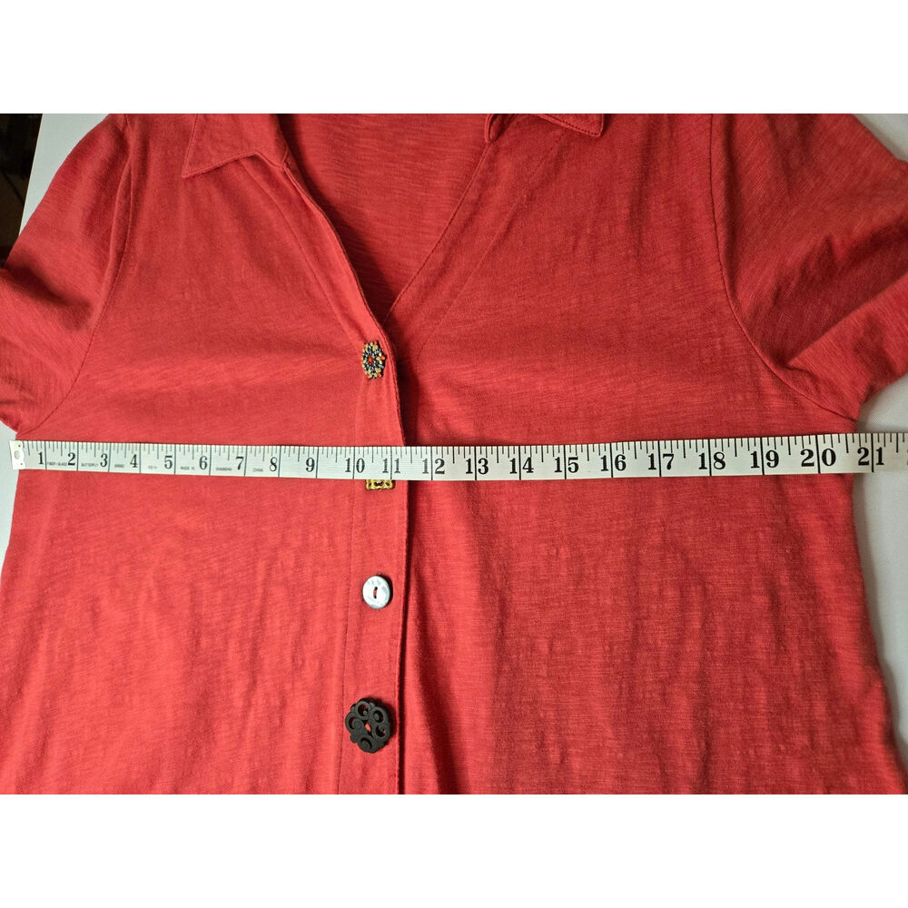 Soft Surroundings Danielle LG Terra Cotta Button Front Asymmetrical Cotton Tunic - Picture 11 of 13